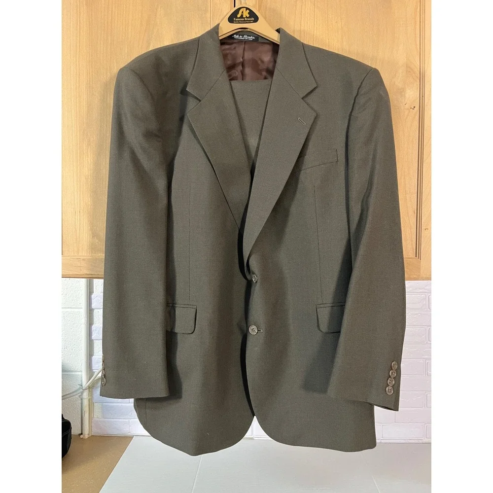 Kilburne and Finch Suit Jacket Mens 46L Olive Green Excellent Wool Blend‎ Blazer